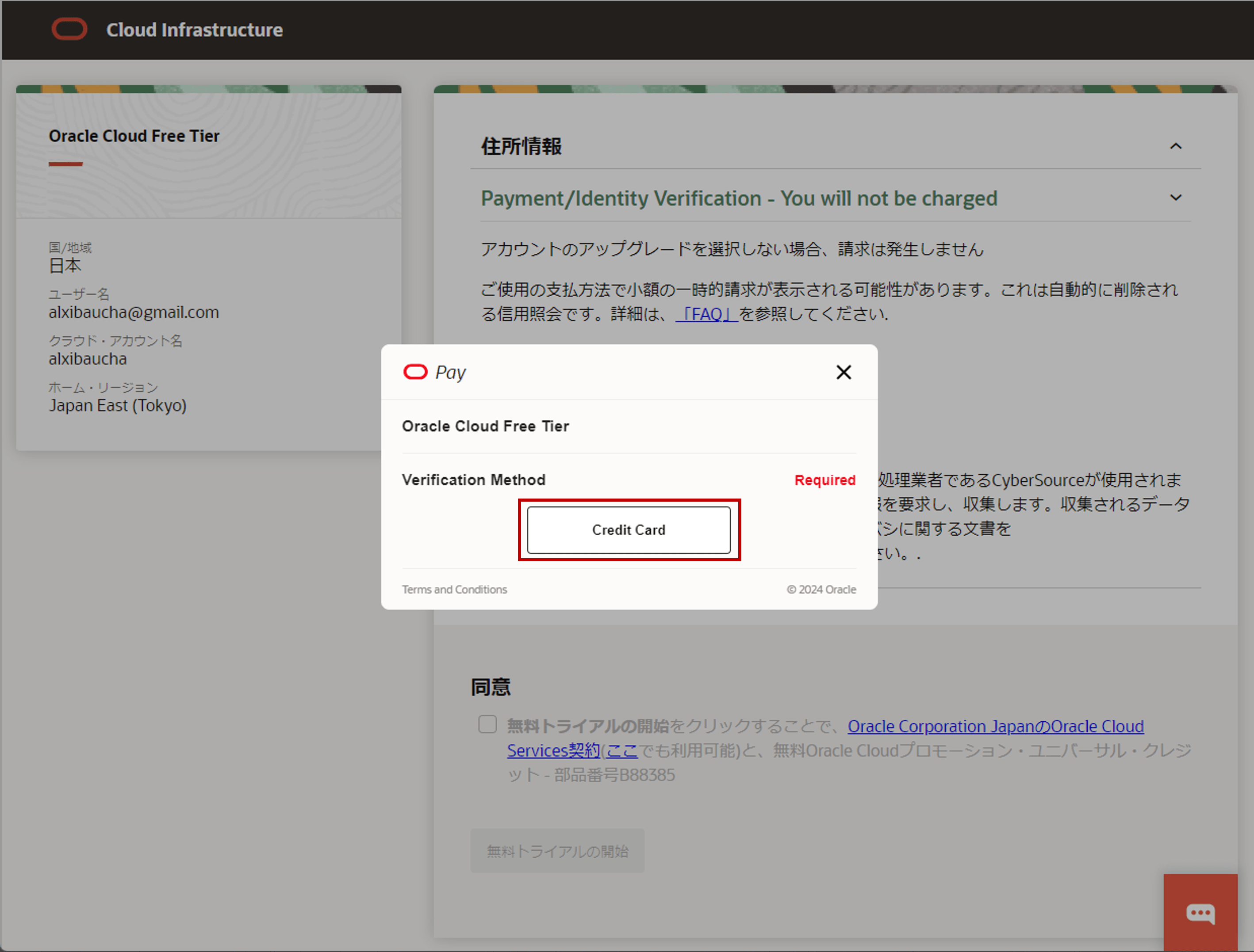 「Credit Card」をクリックします。
