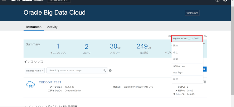 Oracle Big Data Cloud Compute Edition インスタンス作成(作成編)09